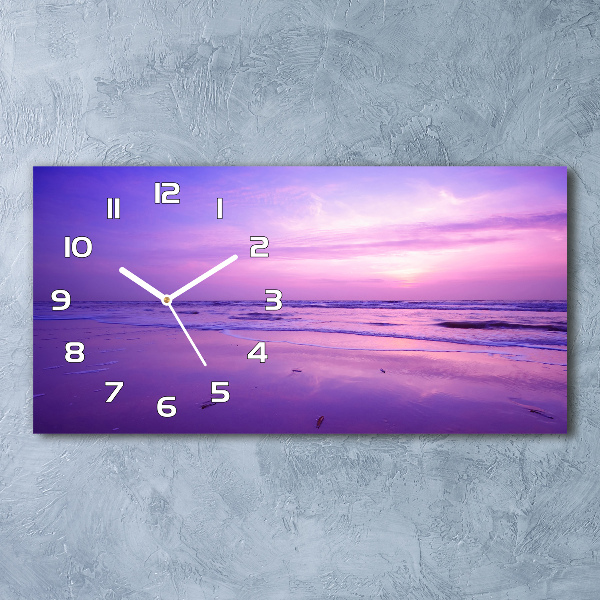 Horizontal rectangular wall clock Sunset sea