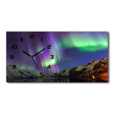 Horizontal wall clock Northern lights