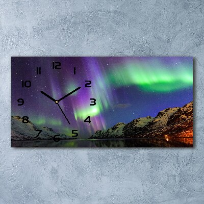 Horizontal wall clock Northern lights