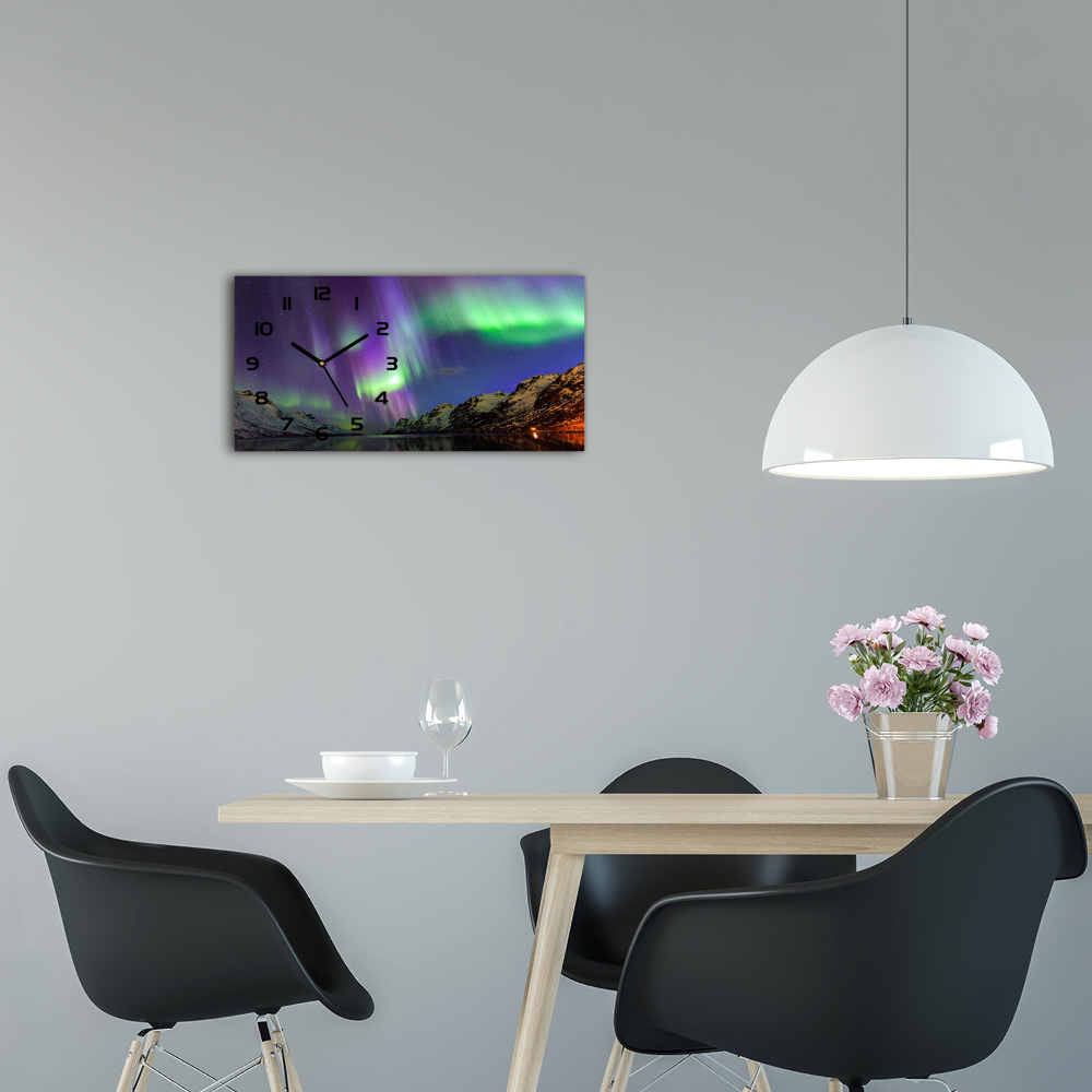 Horizontal wall clock Northern lights