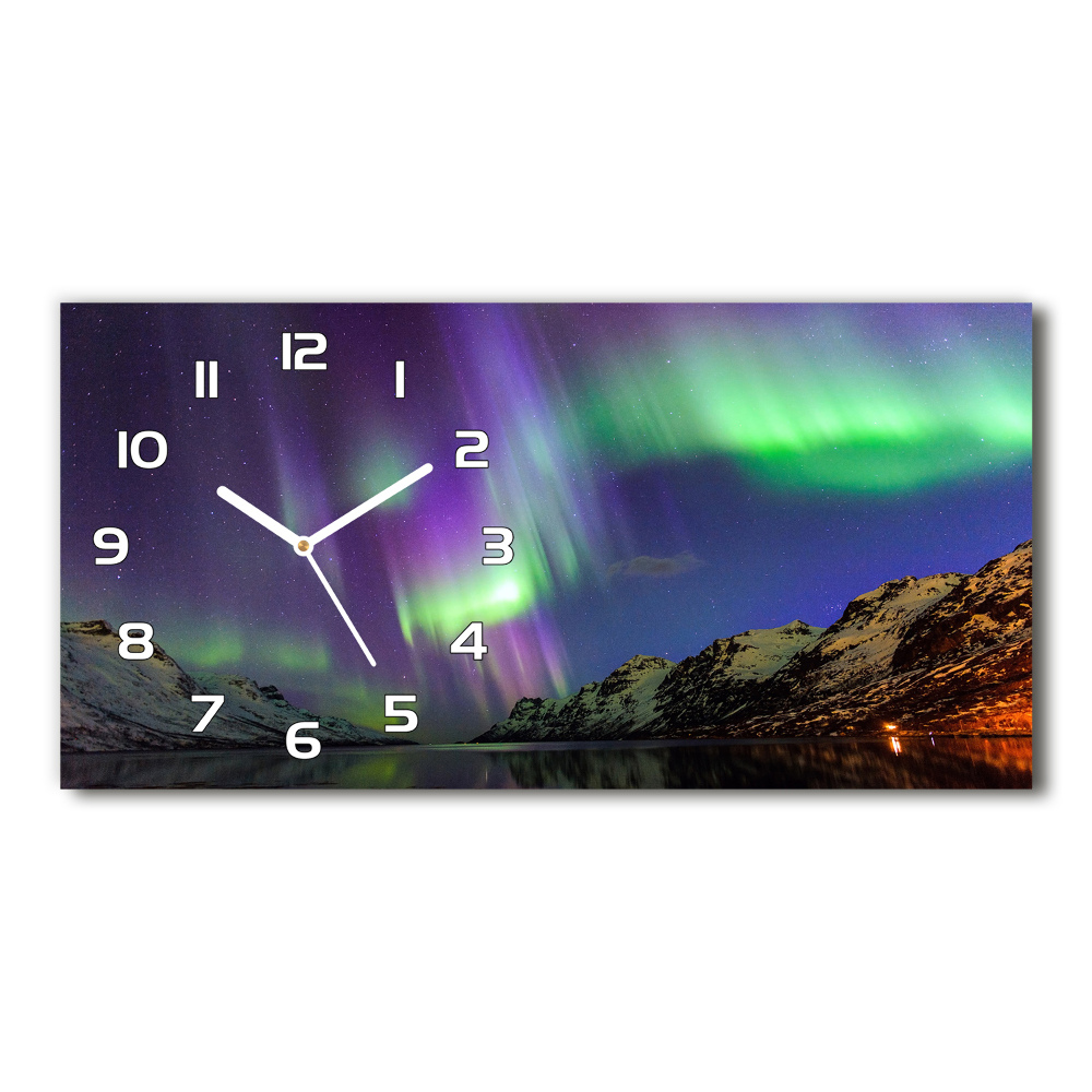 Horizontal wall clock Northern lights