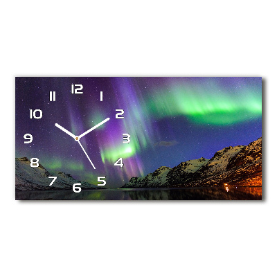 Horizontal wall clock Northern lights