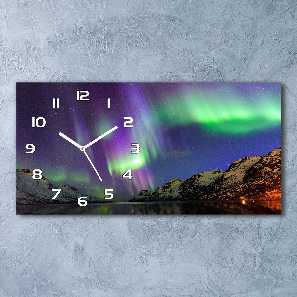 Horizontal wall clock Northern lights