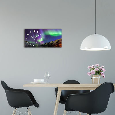 Horizontal wall clock Northern lights