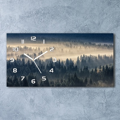 Horizontal wall clock Fog over the forest