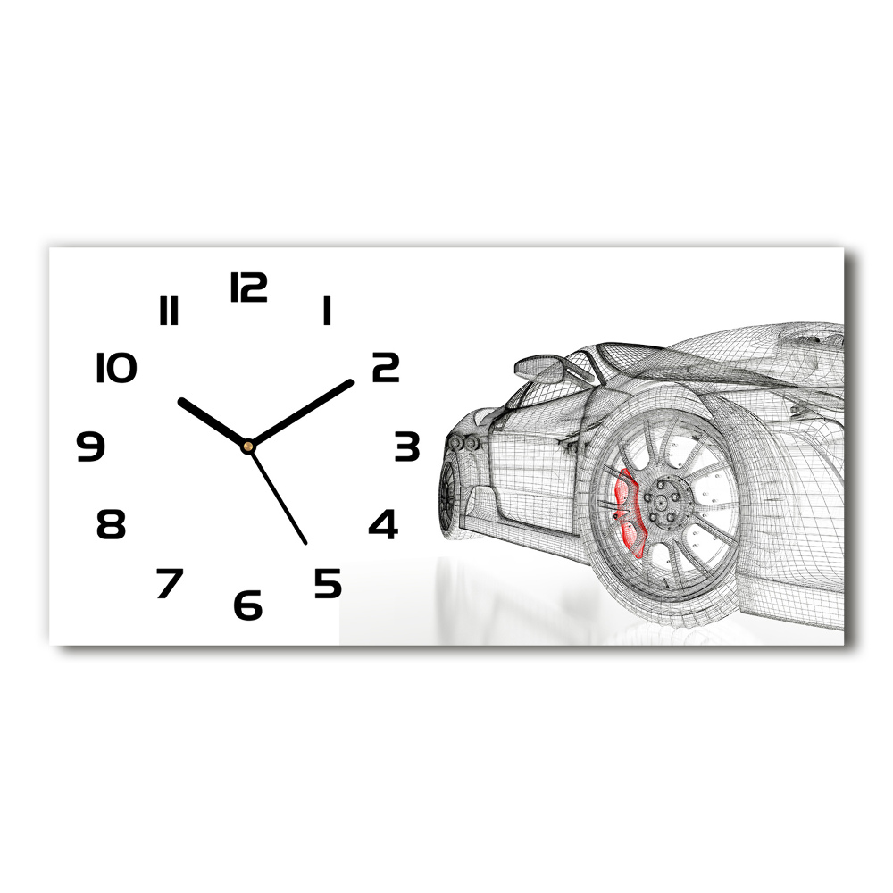 Horizontal rectangular wall clock Mesh of the car