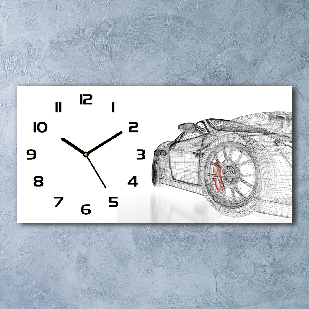 Horizontal rectangular wall clock Mesh of the car