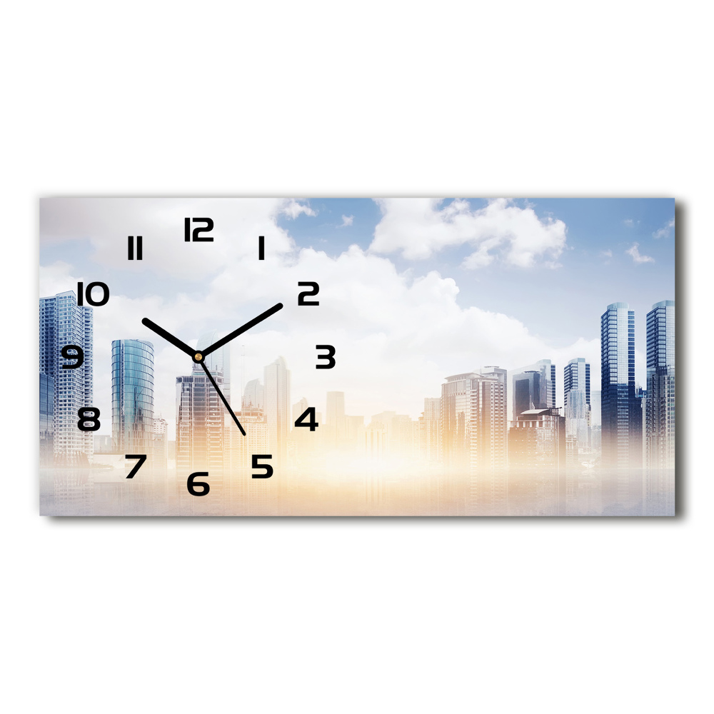 Horizontal wall clock Skyscrapers