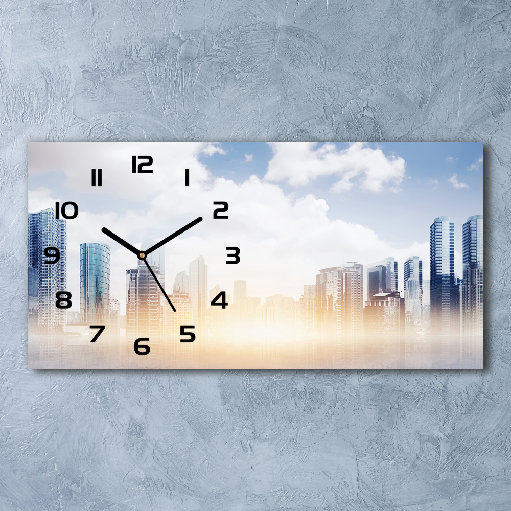 Horizontal wall clock Skyscrapers