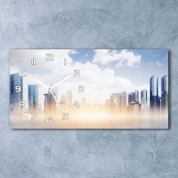 Horizontal wall clock Skyscrapers