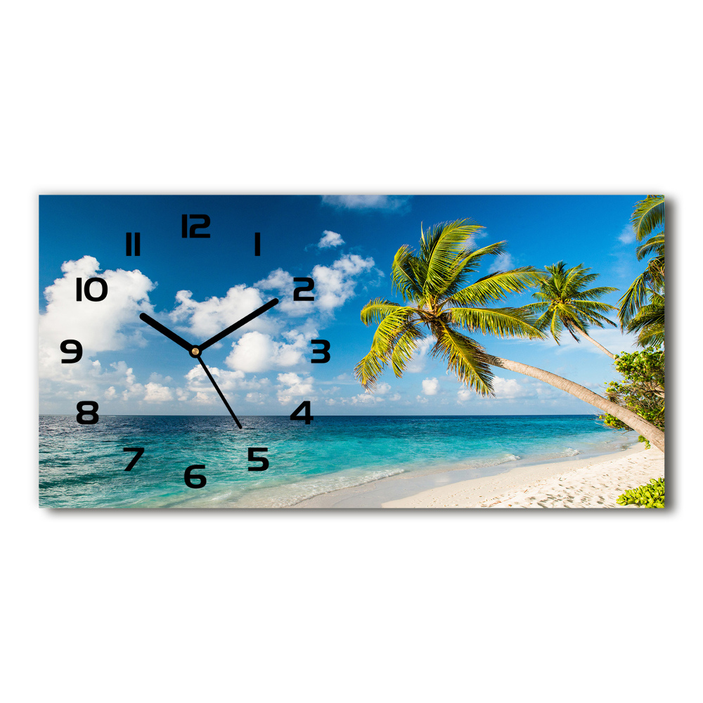 Horizontal rectangular wall clock Maldives beach