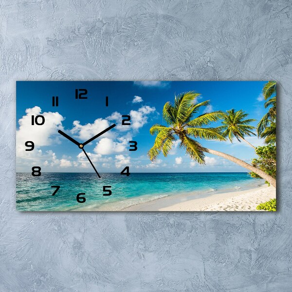 Horizontal rectangular wall clock Maldives beach