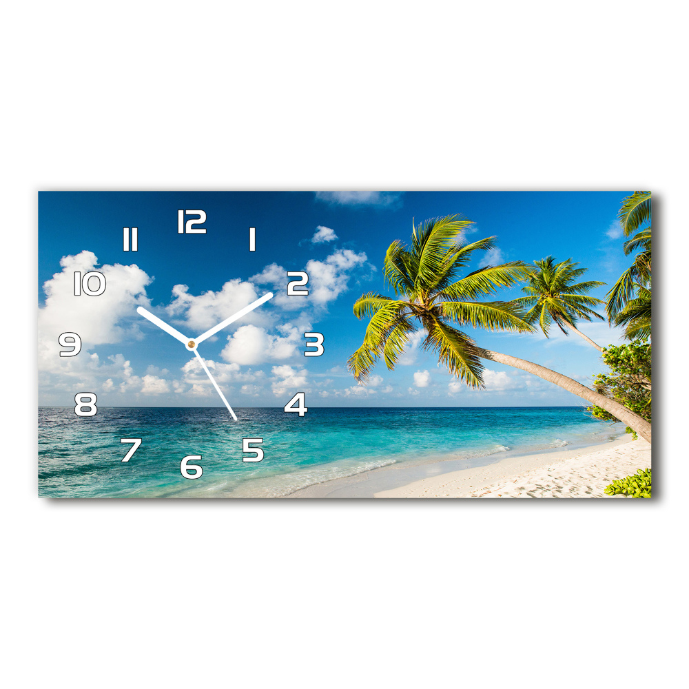 Horizontal rectangular wall clock Maldives beach