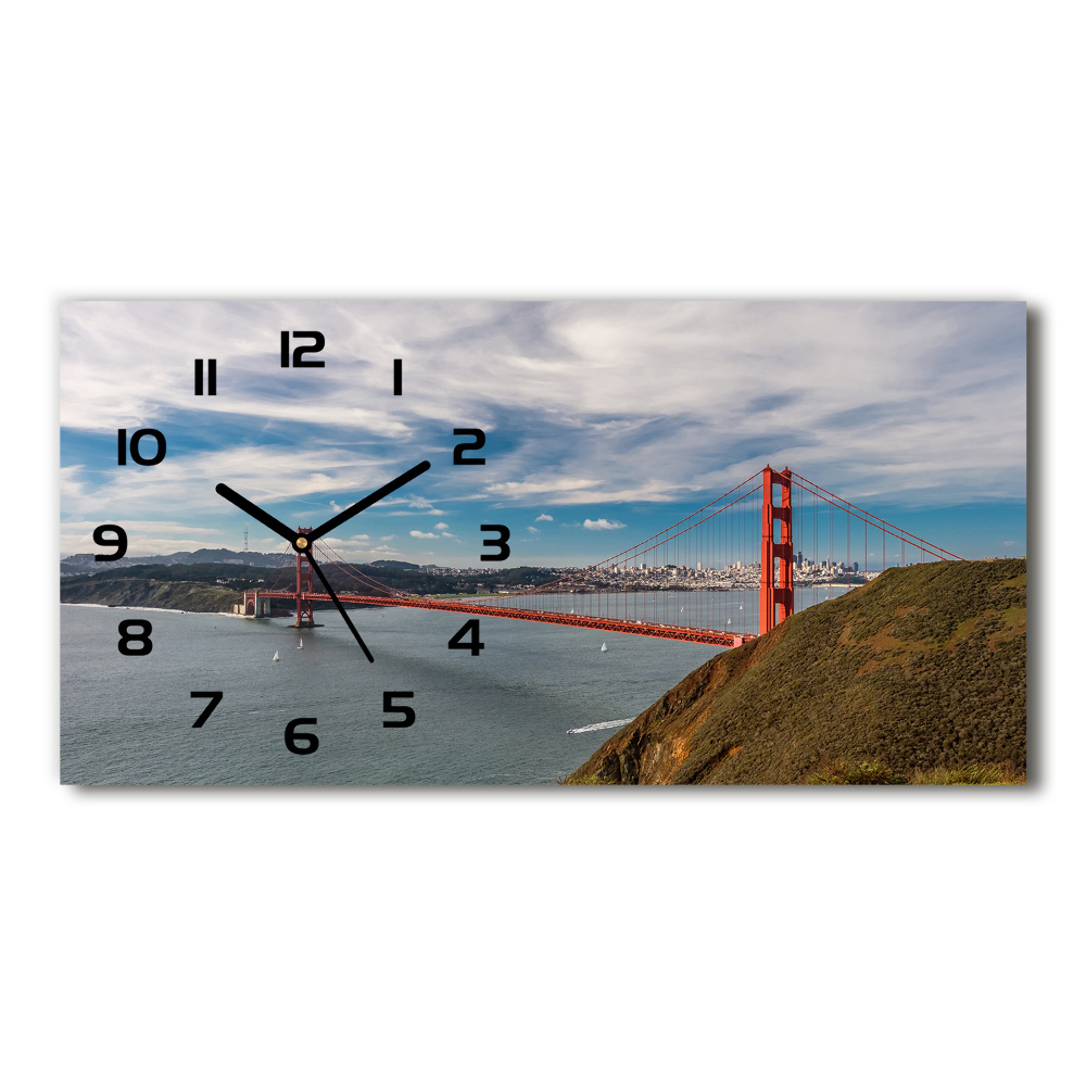 Horizontal rectangular wall clock San Francisco bridge