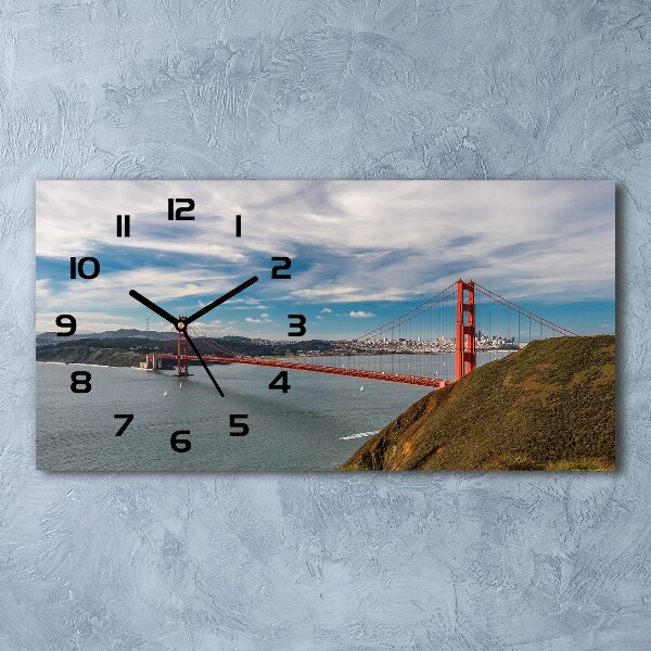 Horizontal rectangular wall clock San Francisco bridge