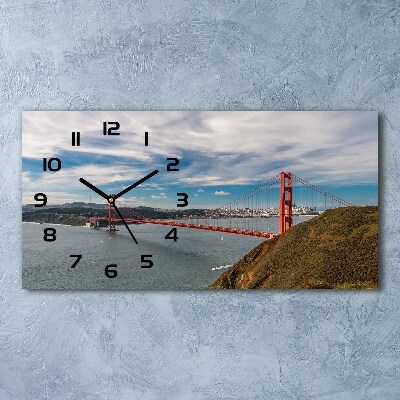 Horizontal rectangular wall clock San Francisco bridge