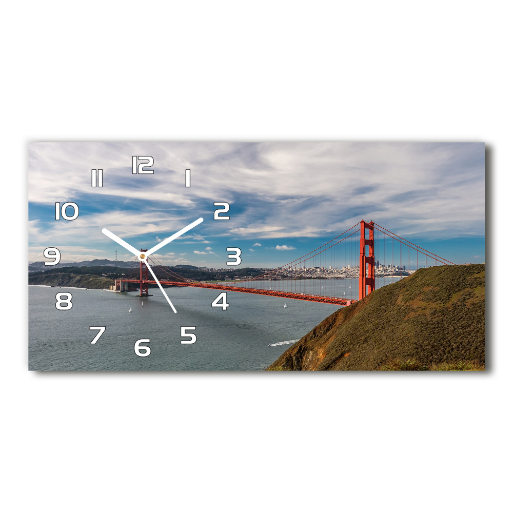 Horizontal rectangular wall clock San Francisco bridge