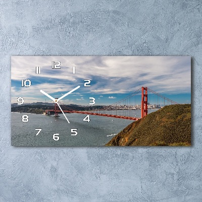 Horizontal rectangular wall clock San Francisco bridge