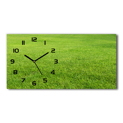 Horizontal rectangular wall clock green grass