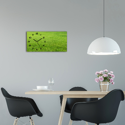 Horizontal rectangular wall clock green grass