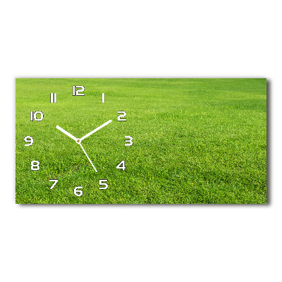 Horizontal rectangular wall clock green grass