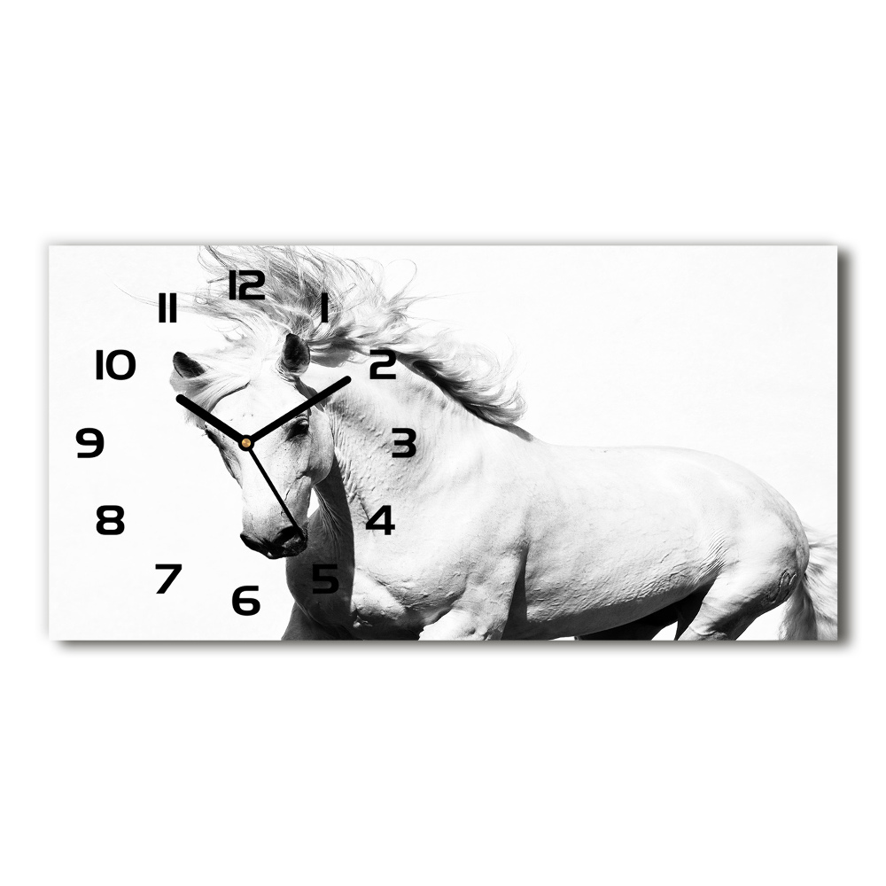 Horizontal wall clock White horse