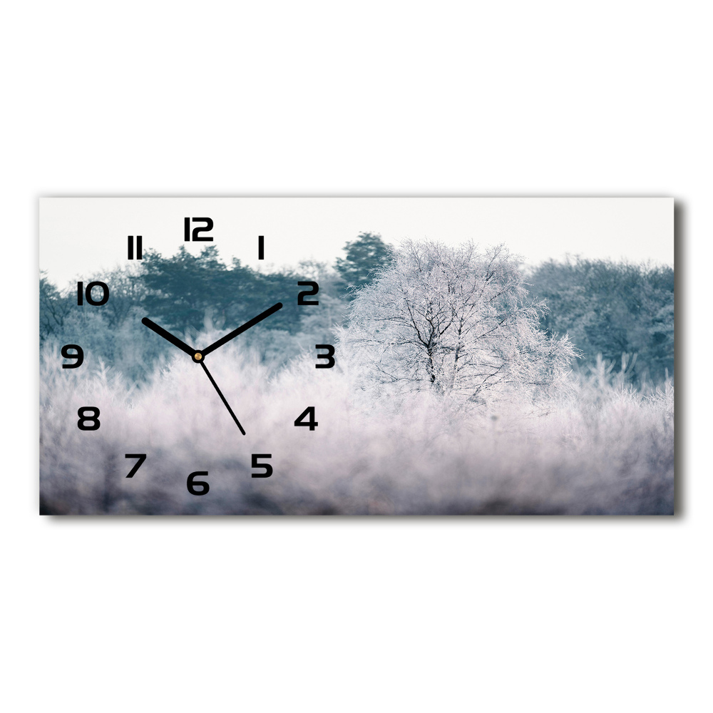 Horizontal wall clock Winter trees