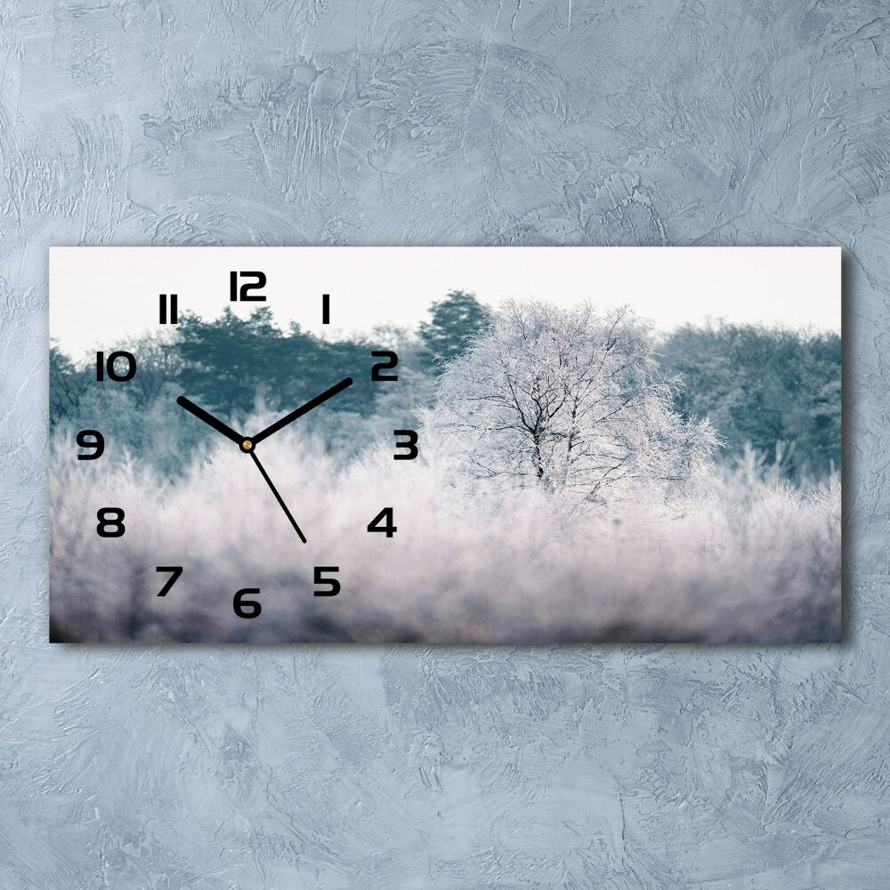 Horizontal wall clock Winter trees