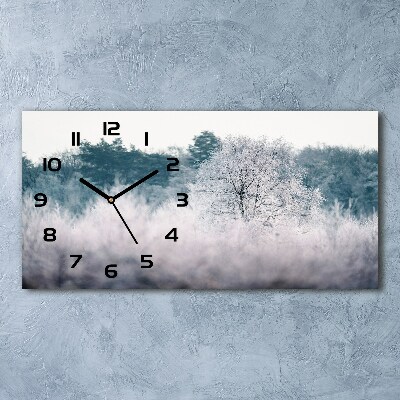 Horizontal wall clock Winter trees