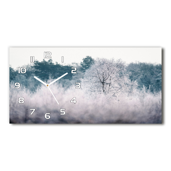 Horizontal wall clock Winter trees