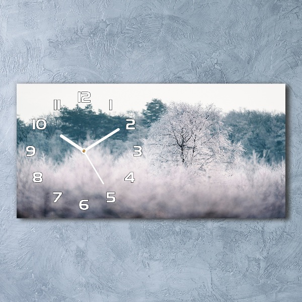 Horizontal wall clock Winter trees