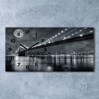 Horizontal rectangular wall clock Brooklyn bridge