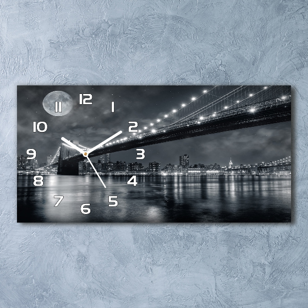 Horizontal rectangular wall clock Brooklyn bridge