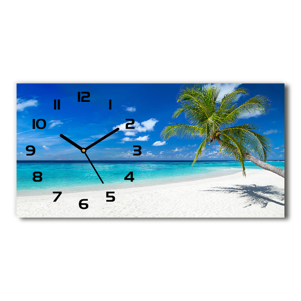 Horizontal rectangular wall clock Tropical beach