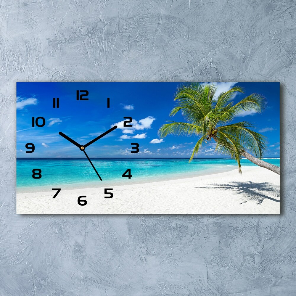 Horizontal rectangular wall clock Tropical beach