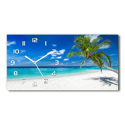 Horizontal rectangular wall clock Tropical beach