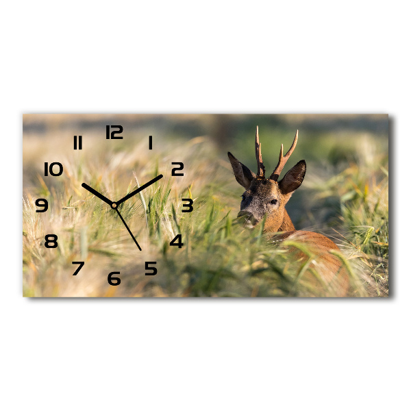 Horizontal wall clock Deer in the field