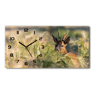 Horizontal wall clock Deer in the field