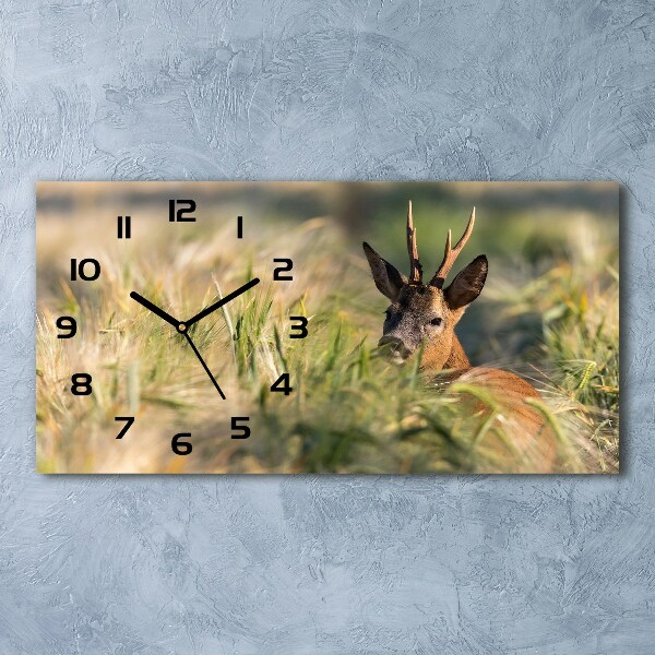 Horizontal wall clock Deer in the field