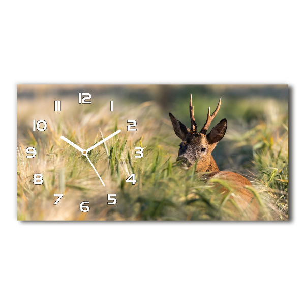 Horizontal wall clock Deer in the field