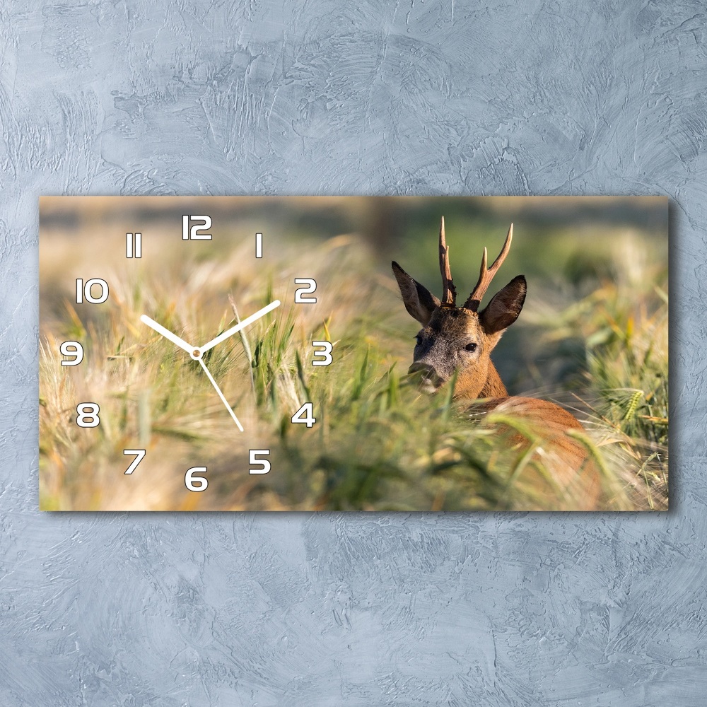 Horizontal wall clock Deer in the field