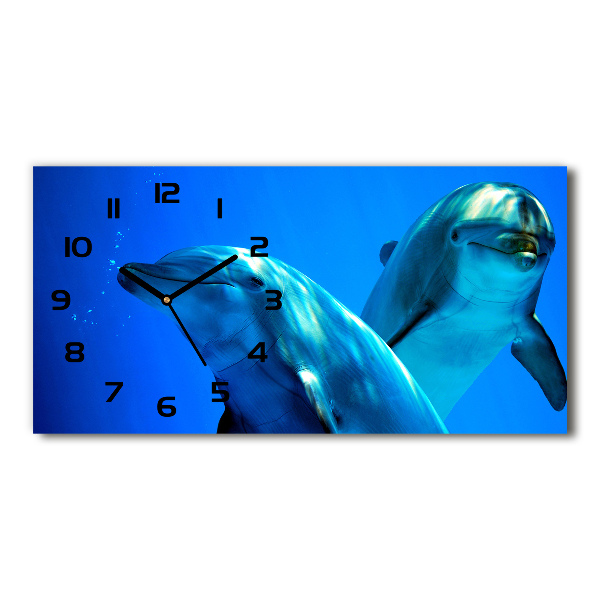 Horizontal wall clock Two dolphins