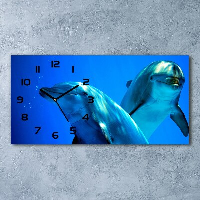 Horizontal wall clock Two dolphins