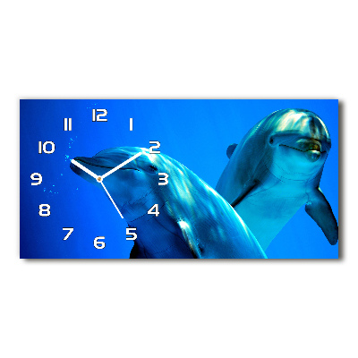 Horizontal wall clock Two dolphins