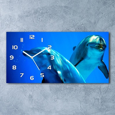 Horizontal wall clock Two dolphins