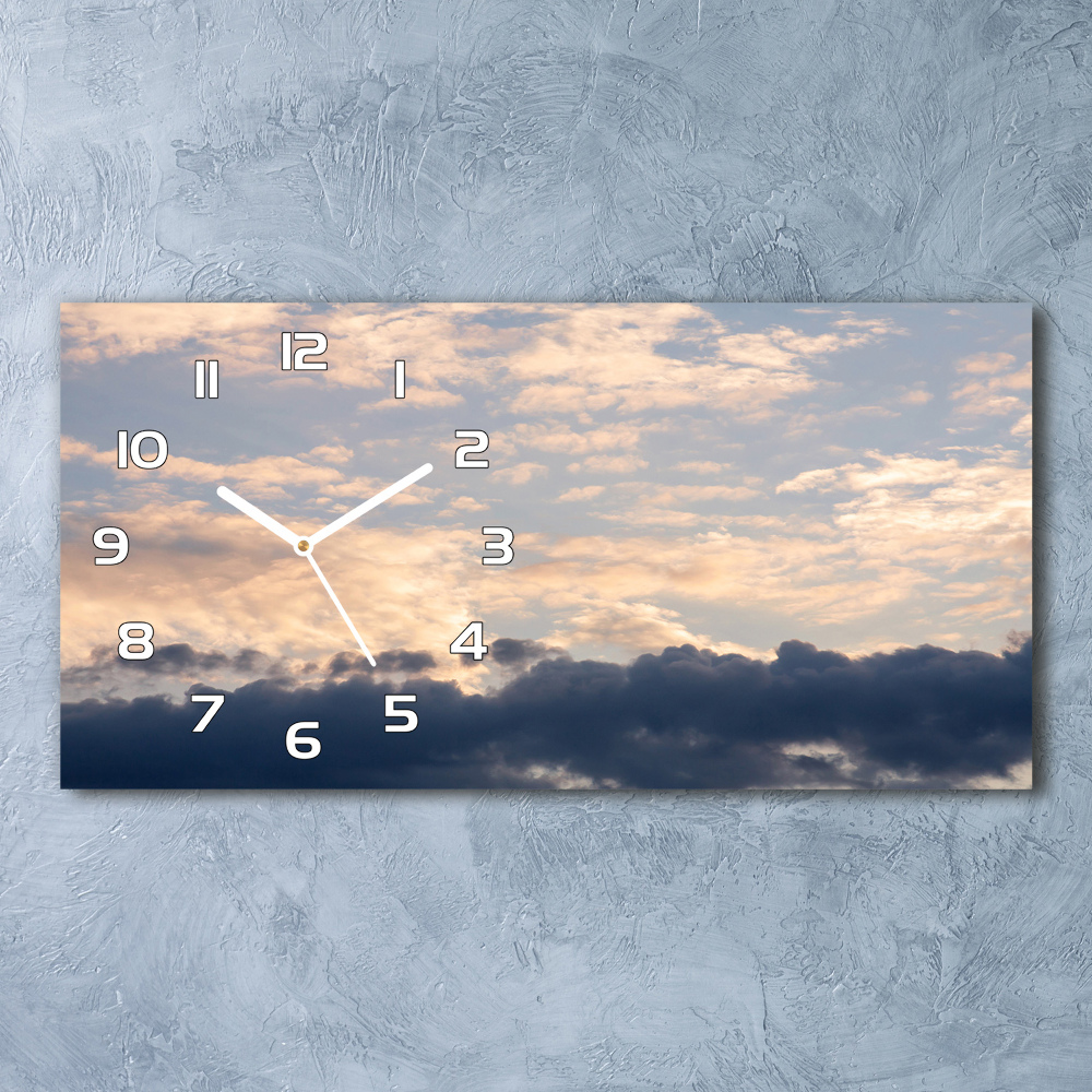 Horizontal wall clock Clouds in the sky