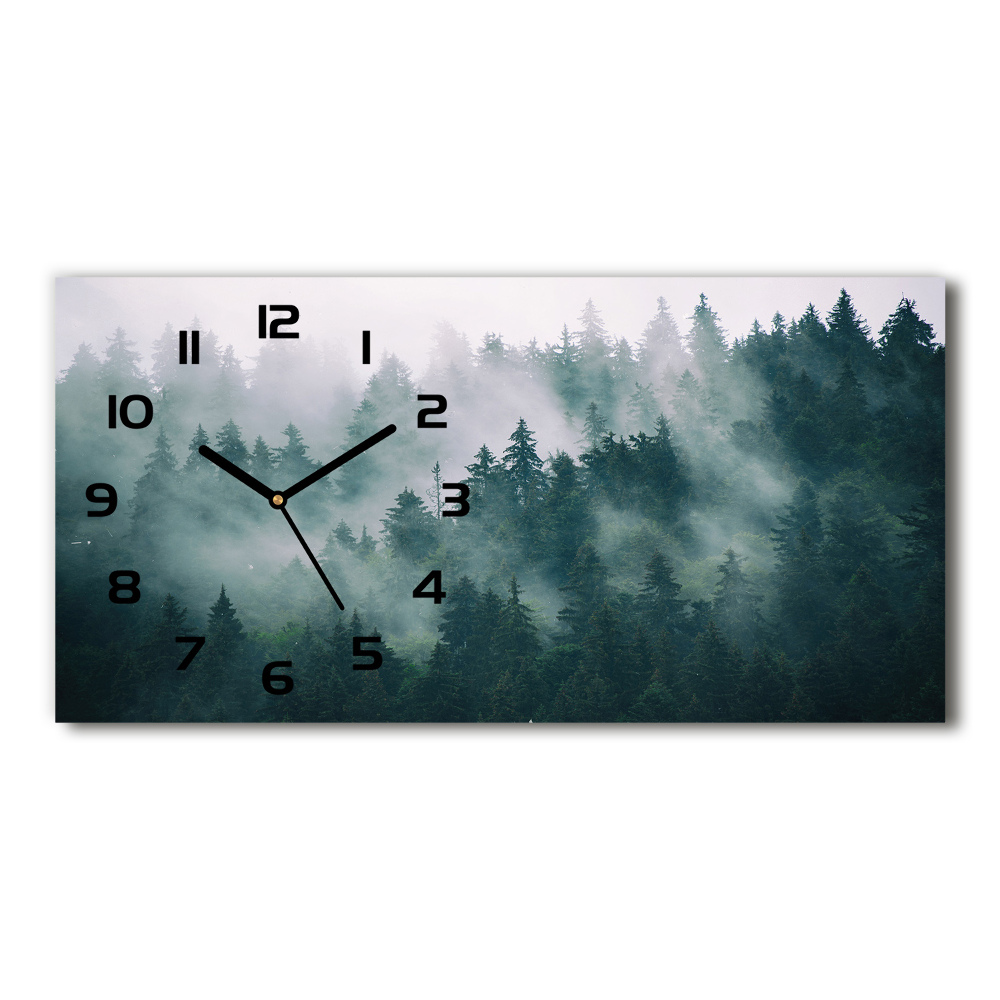 Horizontal wall clock Fog over the forest