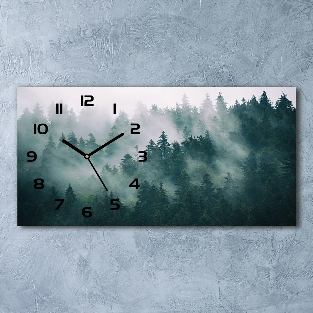 Horizontal wall clock Fog over the forest