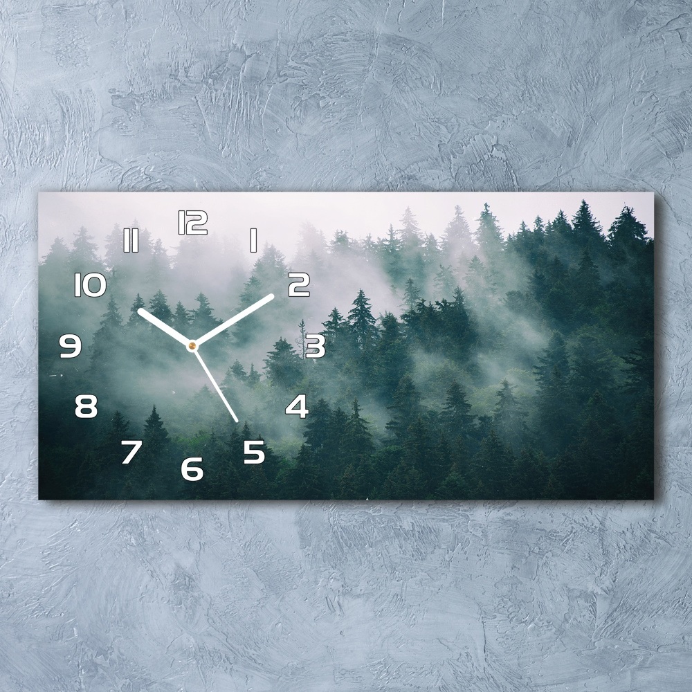 Horizontal wall clock Fog over the forest