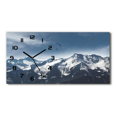 Horizontal rectangular wall clock Paraglide of the Alps